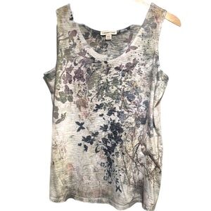 Coldwater Creek Floral Tank Top - Gray and Purple